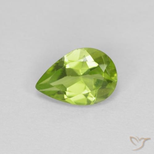 Peridoto Verde medio naturale da 0.73 ct, Forma a pera, VS