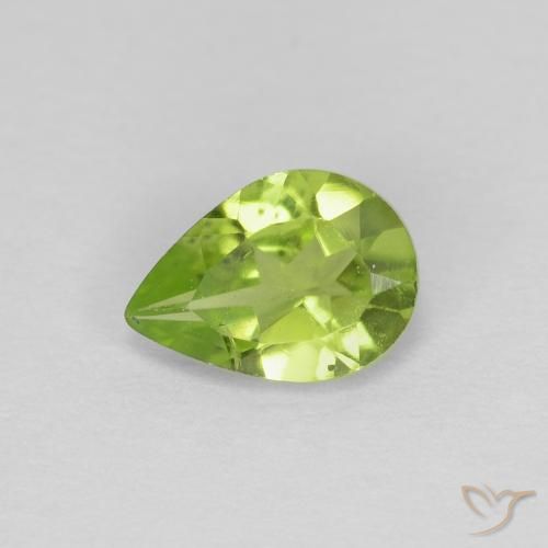 Peridoto Verde medio naturale da 0.68 ct, Forma a pera, VS
