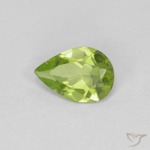 0.61ct Naturale Verde acceso Peridoto, Forma a pera, VS