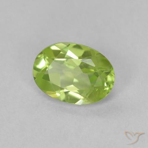 Peridoto Verde acceso naturale da 0.80 ct, Ovale, VVS-VS