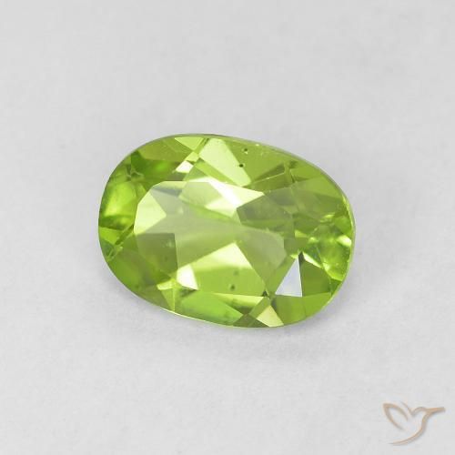 Peridoto Verde acceso naturale da 0.90 ct, Ovale, VVS-VS