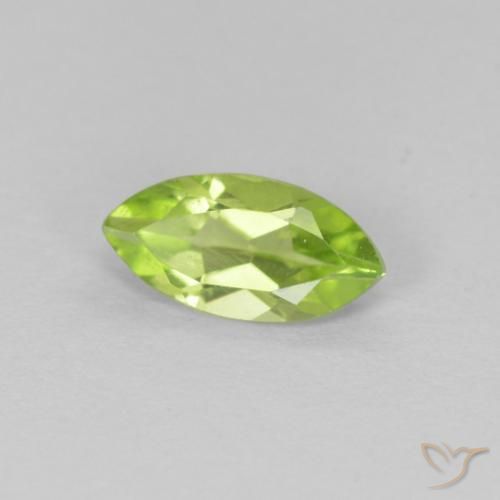 Peridoto Verde medio naturale da 0.62 ct, Taglio marquise, VS