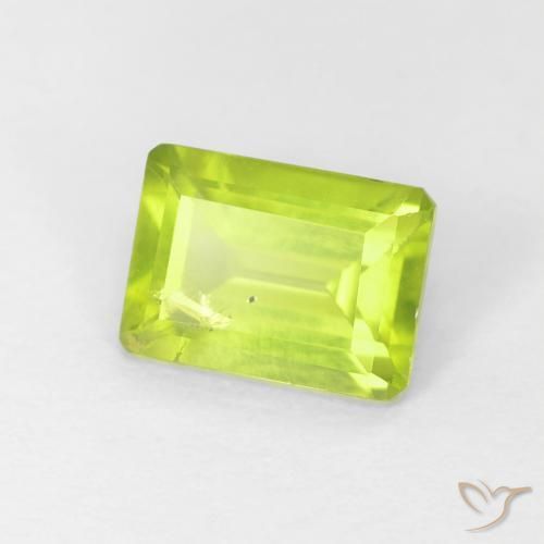 Peridoto Verde acceso naturale da 1.12 ct, Ottagonale / Taglio smeraldo, VS-SI