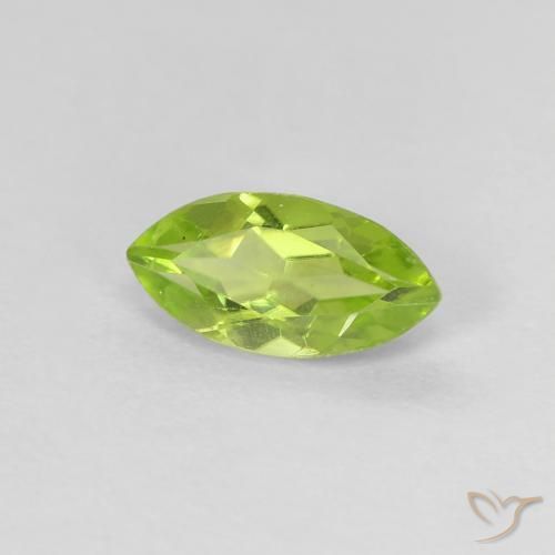 Peridoto Verde medio naturale da 0.67 ct, Taglio marquise, VVS-VS