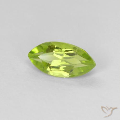 Peridoto Verde giallastro naturale da 0.69 ct, Taglio marquise, VVS-VS