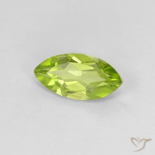 Peridoto Verde giallastro naturale da 0.62 ct, Taglio marquise, VVS-VS