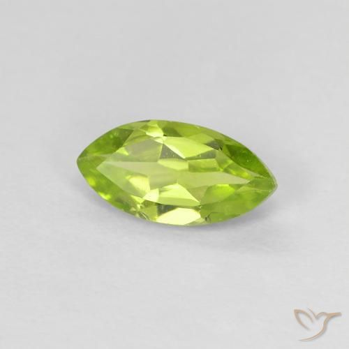 Peridoto Verde giallastro naturale da 0.63 ct, Taglio marquise, VVS-VS