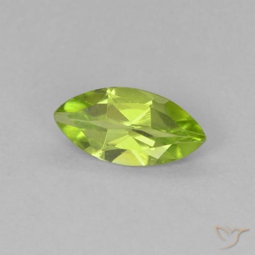 Peridoto Verde giallastro naturale da 0.58 ct, Taglio marquise, VVS-VS