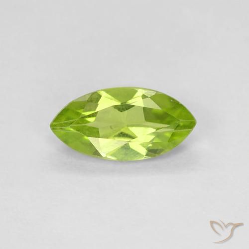 0.64ct Naturale Verde acceso Peridoto, Taglio marquise, VS