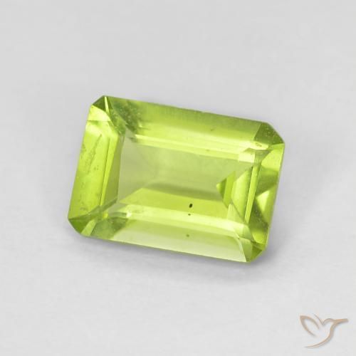 Peridoto Verde giallastro vivace naturale da 0.90 ct, Ottagonale / Taglio smeraldo, VS-SI