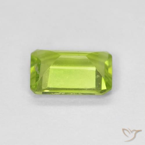 Peridoto Verde giallastro vivace naturale da 0.90 ct, Ottagonale / Taglio smeraldo, VS-SI