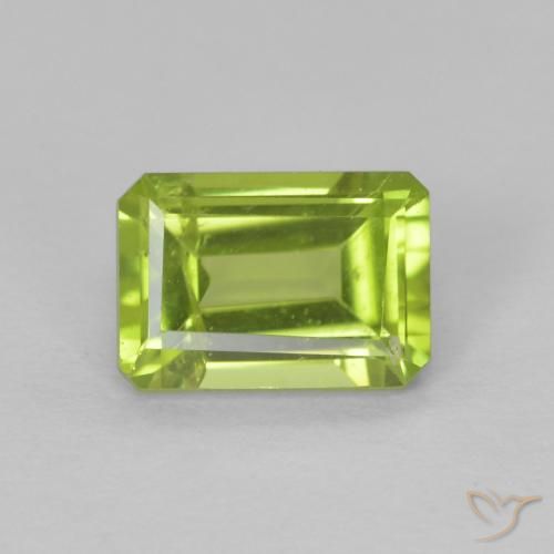 1.09ct Naturale Verde giallastro vivace Peridoto, Taglio smeraldo, VS