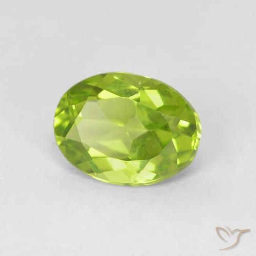 Peridoto Verde brillante naturale da 1.10 ct, Ovale, VVS-VS