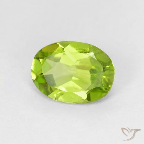 Peridoto Verde giallastro naturale da 1.14 ct, Ovale, VS