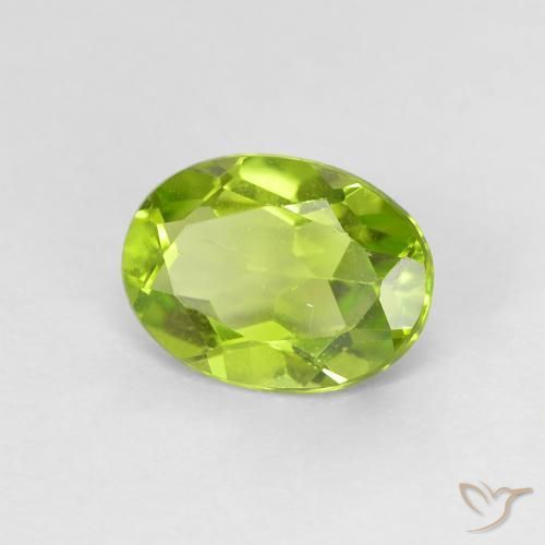 Peridoto Verde giallastro vivace naturale da 1.24 ct, Ovale, VS