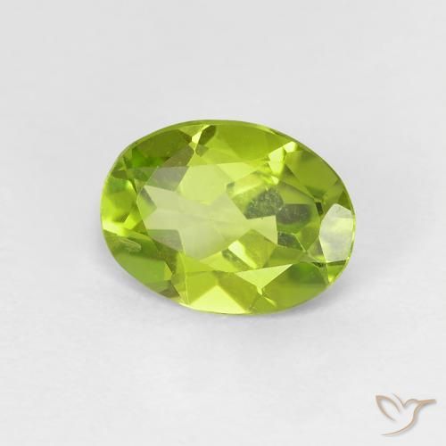 Peridoto Verde giallastro vivace naturale da 1.10 ct, Ovale, VS