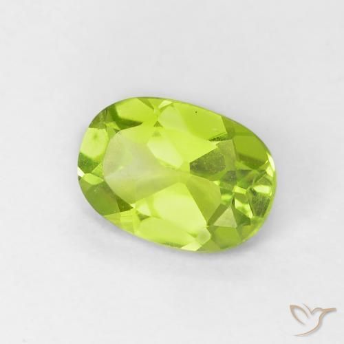 Peridoto Verde giallastro vivace naturale da 0.87 ct, Ovale, VVS-VS