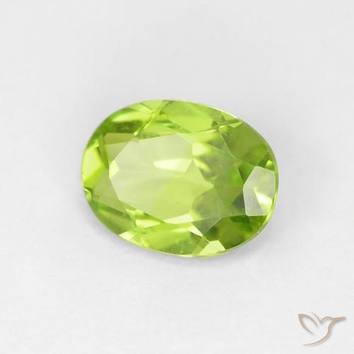 Peridoto Verde giallastro naturale da 1.15 ct, Ovale, VVS-VS
