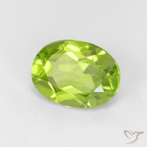 Peridoto Verde giallastro naturale da 1.38 ct, Ovale, VVS-VS