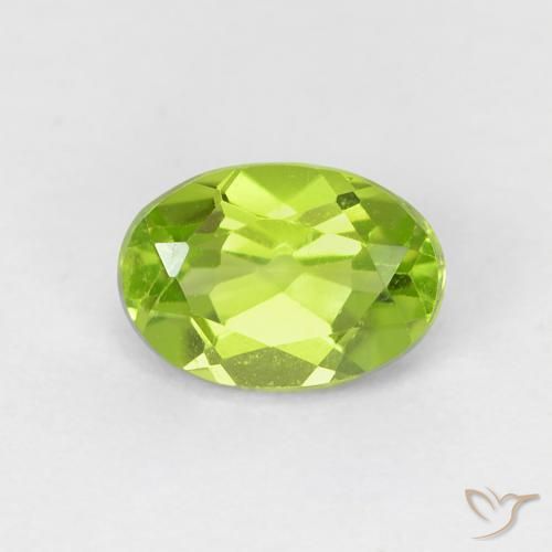 0.77ct Naturale Verde giallastro Peridoto, Ovale, VVS-VS