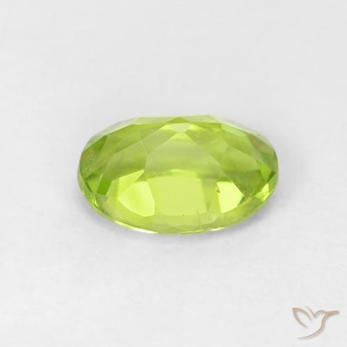Peridoto Verde giallastro naturale da 0.77 ct, Ovale, VVS-VS