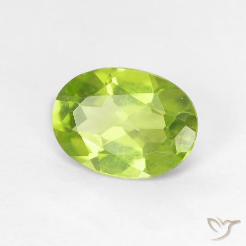 Peridoto Verde giallastro naturale da 1.15 ct, Ovale, VS