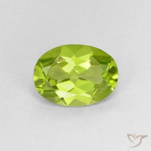 Peridoto Verde acceso naturale da 1.14 ct, Ovale, VVS-VS