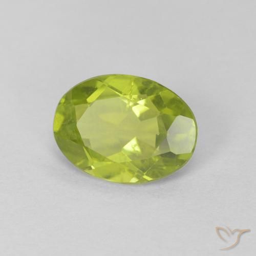 Peridoto Verde giallastro vivace naturale da 1.08 ct, Ovale, VS