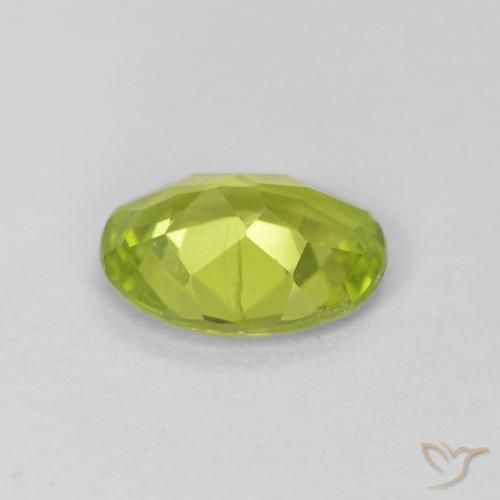 Peridoto Verde giallastro vivace naturale da 1.08 ct, Ovale, VS