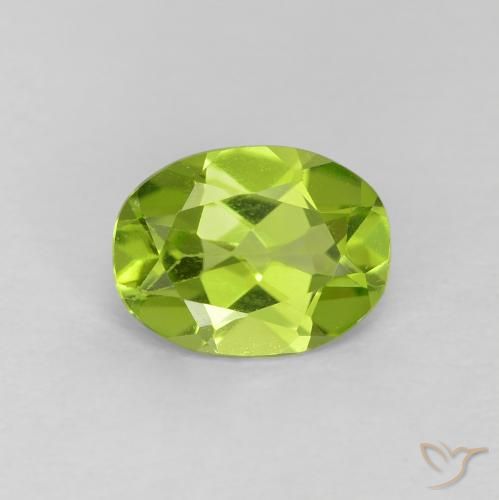 0.97ct Naturale Verde acceso Peridoto, Ovale, VVS-VS