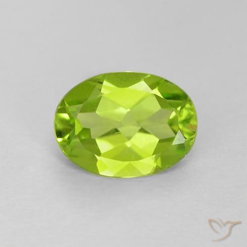 1.10ct Naturale Verde medio Peridoto, Ovale, VVS-VS