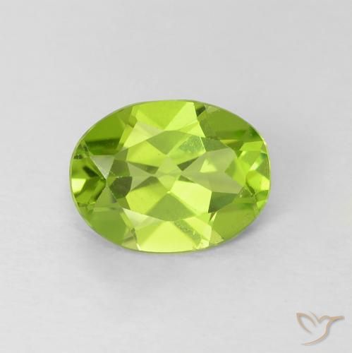 Peridoto Verde medio naturale da 1.09 ct, Taglio ovale, VVS-VS