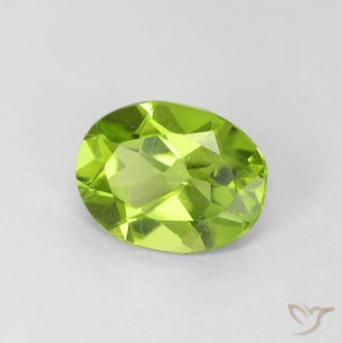 Peridoto Verde medio naturale da 1.09 ct, Taglio ovale, VVS-VS