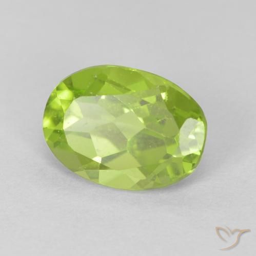 Peridoto Verde brillante naturale da 1.23 ct, Ovale, VVS-VS