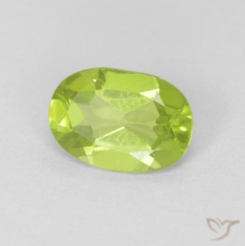 Peridoto Verde brillante naturale da 0.76 ct, Ovale, VVS-VS