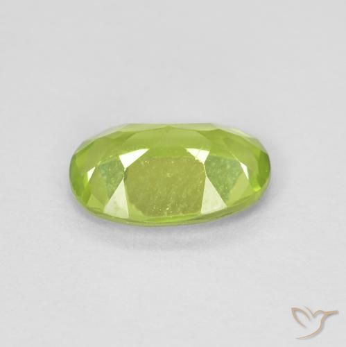 Peridoto Verde brillante naturale da 0.76 ct, Ovale, VVS-VS