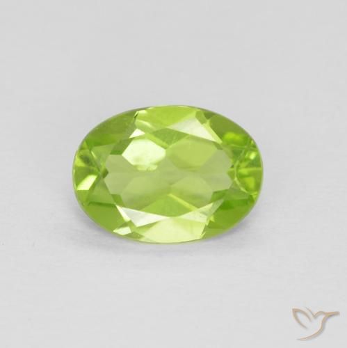 1.00ct Naturale Verde acceso Peridoto, Ovale, VVS-VS