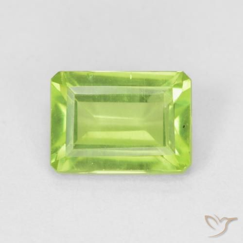 1.09ct Naturale Verde brillante Peridoto, Taglio smeraldo, VS