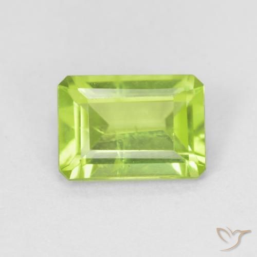 0.97ct Naturale Verde brillante Peridoto, Taglio smeraldo, VS