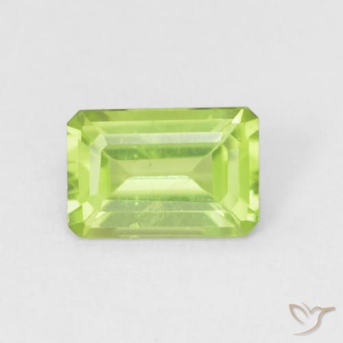 0.58ct Naturale Verde chiaro e vivace Peridoto, Taglio smeraldo, VVS