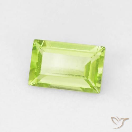 Peridoto Verde brillante naturale da 0.52 ct, Taglio a baguette, VVS-VS