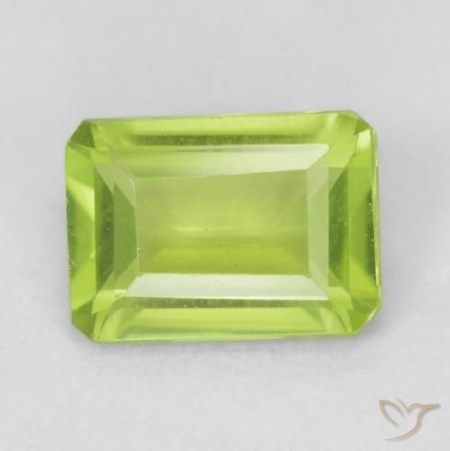 1.01ct Naturale Verde giallastro Peridoto, Taglio smeraldo, VS