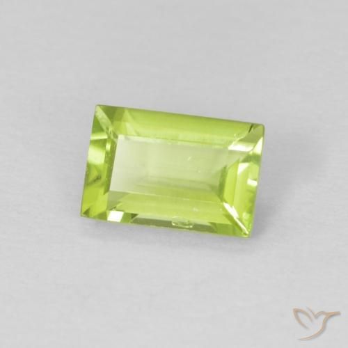 Peridoto Verde medio naturale da 0.56 ct, Taglio a baguette, VVS-VS