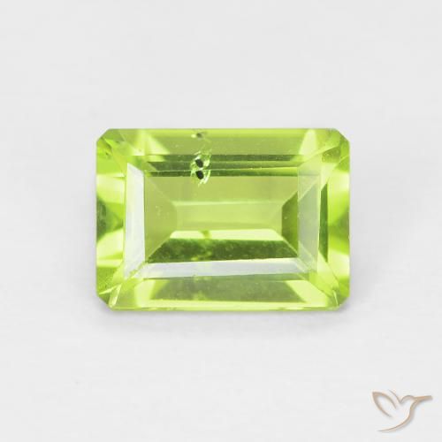 Peridoto verde medio naturale da 1,11 ct, taglio smeraldo, VS