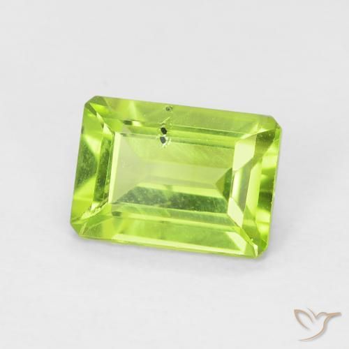Peridoto verde medio naturale da 1,11 ct, taglio smeraldo, VS