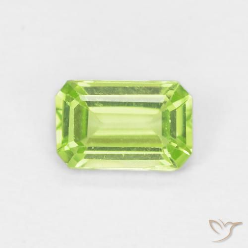 0.51ct Naturale Verde giallastro Peridoto, Taglio smeraldo, VVS
