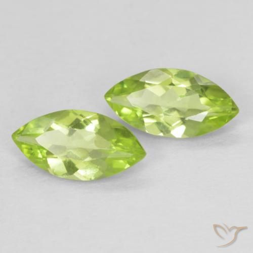 Gemme di Peridoto Verde acceso naturale da 0.70 ct, Taglio marquise, VS