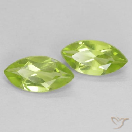 Gemme di Peridoto Verde brillante naturale da 1.10 ct, Taglio marquise, VVS