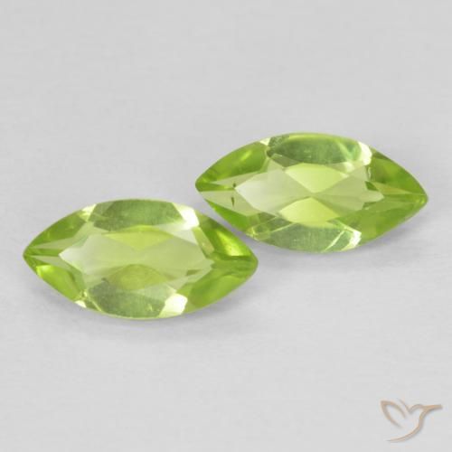 Gemme di Peridoto Verde giallastro vivace naturale da 1.23 ct, Taglio marquise, VVS