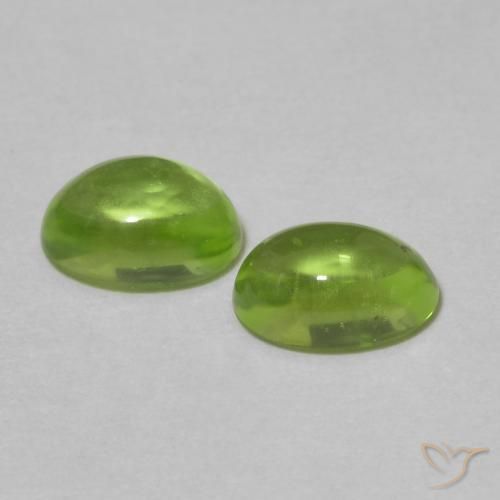 Gemme di Peridoto Verde giallastro vivace naturale da 1.35 ct, Ovale, Trasparente